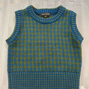 Bonjour kids green tree knit vest